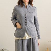 보카시 센터버튼 린넨 자켓