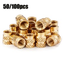 50100 M3 M3 x 5.7-OD4.6 황동 멜트 인서트 널링 너트 스레드 열 몰딩 프린터 용 이중 능직 사출 임베먼트, [02] 100pcs