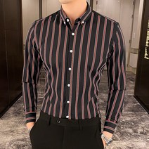 남성 한국 스트라이프 긴팔 셔츠 캐주얼 셔츠