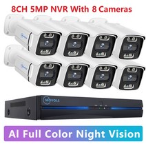 CCTV 보안 카메라 MOVOLS-8CH 5MP 8MP POE 시스템 양방향 오디오 NVR 키트 야외 IP H.265 P2P 비디오 감시 세트, 02 8CH 5MP With 8 Cam_05 4T