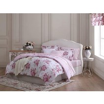 Shabby Chic® - 퀸 이불 세트 어울리는 샴이 있는 양면 면 침구 사계절용 우아한 꽃무늬 홈 데코 (애비 핑크 퀸) 255512