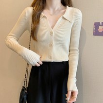 [랜덤플레이] 카라 니트 스판 긴팔 티셔츠