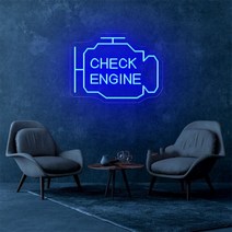 네온 사인 전구 조명 자동차 체크 엔진 Led 라이트자동 룸 차고 수리점 홈 B 스위치 바 분위기 ArtWall 장식 선물 램프, 03 blue(40x30cm)