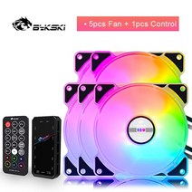 공냉 cpu 저소음 쿨러 수냉식열교환기 Bykski 수냉 라디에이터 팬 컴퓨터 PC 케이스 A RGB 팬 120mm LED 라이트 5v 컨트롤러 방열판 쿨러 지원 속도 조정, 5pcs 팬