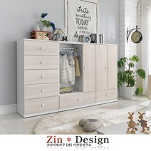 진디자인 베이비장 아기옷장 서랍장 행거 유아 아동 아이 수납장 A도어형, 5단서랍장 화이트워시