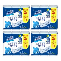 스카트 프레쉬 블루 행주타올 45매, 3롤, 4팩