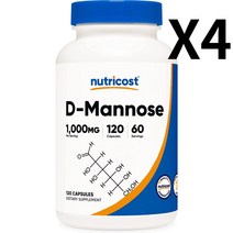 뉴트리코스트 D-Mannose 디마노스 디만노스 500mg 120캡슐 X 4통 Dmannose 디-만노스, 1개, 기본