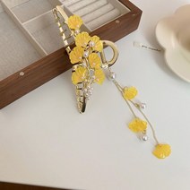 AOHAO 은행나무 진주 우아한 태슬 헤어집게핀