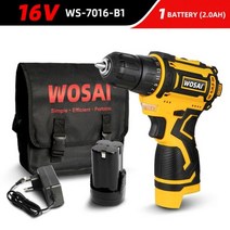WOSAI 16V 최대 브러시리스 무선 드릴 32Nm 전기 스크루 드라이버 25 1 토크 설정 2 속도 MT 시리즈 전동 공구, CHINA, 16V WS-7016-B1