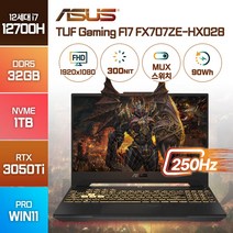 [백팩 증정] ASUS TUF 게이밍 F17 FX707ZE 17인치 인텔 12세대 i7 고성능 게이밍 윈도우11 노트북, WIN11 Pro, 32GB, 1TB, 코어i7, 메카 그레이