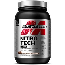 머슬테크 니트로 테크 엘리트 머슬빌딩 프로틴 퓨어 유청 분리 벨지안 초콜릿 아이스 크림 맛, 998g, 1개