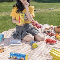 뉴펀 디자인의 [기회공작소] 체크무늬 돗자리/캠핑돗자리/옥스퍼드돗자리/피크닉매트 대형 세련된, 돗자리 옐로우 중형