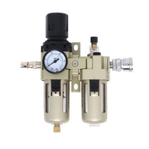 에어 레귤레이터 워터 세퍼레이터 에어 필터 에어 컴프레서용 압력계 부착 압력 조절 수분 제거 오일 혼합 AC3010-02 14 남성 여성 커플러 각 1개 부속 Ligefoy