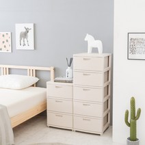 더채움 플라스틱 라탄 5단 서랍장, 아이보리, 1개