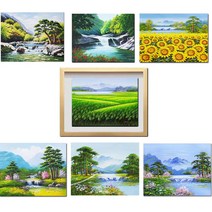 ( 그린 진품 그림 ) 물 풍경화그림 풍수에 꼭 걸어야 하는 산수화 풍경 생기 그림 액자 현관 거실 침실 복도 사무실 사업장 추천, 10번 그림