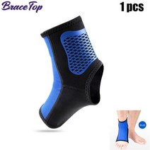 BraceTop 1 PC 스포츠 발목 중괄호 압축 슬리브 지원 발 보호 장비 휘트니스 러닝 안전, 07 Black Blue - 1 Piece_03 L