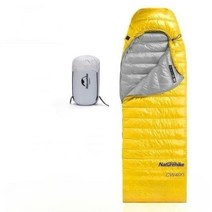 네이처하이크 초경량 구스 다운 페더 침낭 사계절 압축팩 슬리핑 기어 커플 사이즈, CW400 옐로우 M