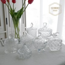 크리스탈 글라스 캔들 홀더 주얼리 면봉 악세서리 화장솜 보관함 화장대 정리 수납, 우주돔B