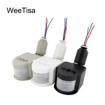 led 모션 센서 220v 110v 12v 자동 적외선 pir 운동 감지기 벽 마운트 타이머 야외 12 볼트 센서 조명 스위치, 하얀색, DC 12V