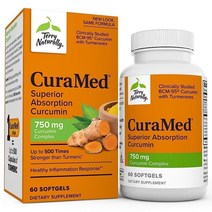 Terry Naturally CuraMed 750mg 소프트젤 우수한 BCM95 커큐민 강황 함유 반응 GMO 프리 글루텐 할랄 30회, 60 Count (Pack of 1)