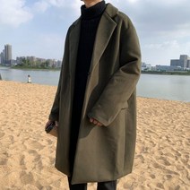 남자 반코트 가을 재킷 빅사이즈 아우터 모직 미드 코트 간절기 트렌치 롱코트 자켓 그린 키작은 하객룩