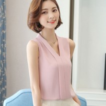 온스타일러 브이라인 쉬폰 민소매블라우스 나시 여성 정장 블라우스