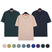 국산 워싱면 20수 무지 포켓 브이넥 반팔티셔츠 S-XXL