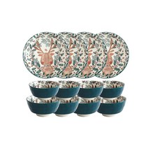 BLOWFISH FUGU도자기 그릇 세트 4인 예쁜 홈식기세트 12P 밥 국 홈세트 접시 밥공기 노르딕 스타일 그릇 세트, 밥그릇4+국그릇4+접시4, B