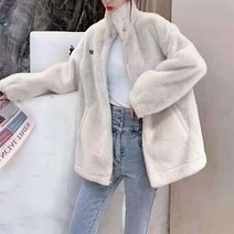 밍크코트 모조 밍크 벨벳 코트 여성 가 과 겨울 어 버전 느슨한 봉제 두꺼운 모조 밍크 벨벳 코트 지퍼 탑