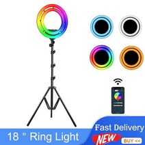 LED 조명 유투브조명 촬영조명 GVM Ring18 50W 18 quotSelfie 링 라이트 바이 컬러 및 RGB 스튜디오 램프 전화 TikTok Youtube 메이크업 비디오, 04 JP