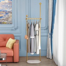 드레스룸 인테리어행거 이동식 튼튼한 스탠딩옷걸이, H 골드프레임  블랙대리석