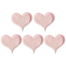 [동대문패션포인트] 하트 자수 패치 와펜, 소하트, 5개입, 연핑크(30X26mm)