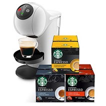 Krups KP2401 NESCAFÉ Dolce Gusto Genio S 캡슐 머신 흰색 + STARBUCKS 커피 캡슐 시험 세트, 캡슐 시음 세트 미포함
