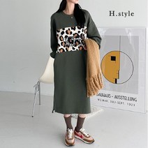 H스타일 (OP)레오파드배색원피스
