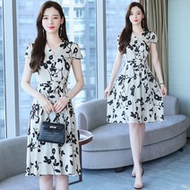 SURBORT 엄마 여름 원피스 센스 40대 중년 여성복 반팔 조거 뽕잠사 스커트