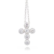 [시후주얼리] 순은 실버925 큐빅 모조다이아 십자가 목걸이 SS377N