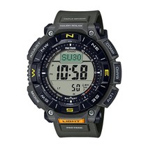 Casio Pro Trek 바이오 매스 터프 태양광 트리플 센서 온도계 고도계 기압계 나침반 세계 시간 남성용 시계 PRG340-3 초록색.