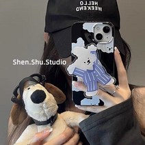 파자마 귀여운 푸들 멍뭉이 강아지 그립톡 아이폰 X XS 11 12 13 14 프로 맥스 케이스(아이폿/실리콘)