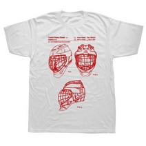 아이스하키 장비 용품 Funny Ice Hockey Goaltender Mask 특허 티셔츠 코튼 스트리트웨어 반팔 생일 선물, 09 WHITE_05 XL