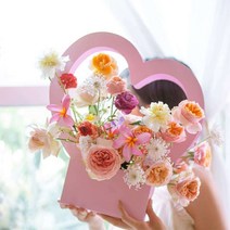 하트 휴대용 장미 꽃 상자 포장 선물 가방 꽃다발 종이 바구니 꽃집 용품 결혼 발렌타인데이, 02 A