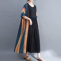 [빅사이즈] B-226181 린넨 면 롱원피스/루즈핏/엄마옷/레이어드/린넨/임부복/오버핏