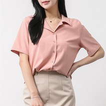 [오버나인] 여성 링클프리 오픈 반팔셔츠 블라우스