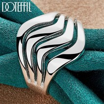 DOTEFFIL-925 스털링 실버 4 줄 부드러운 반지 여자 남자 패션 웨딩 약혼 파티 선물 참 주얼리