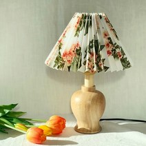 플리츠조명 우드 LED 무드등 인스타조명 북램프 취침등 수유등 안방 협탁 주름 갓 스탠드, 플라워
