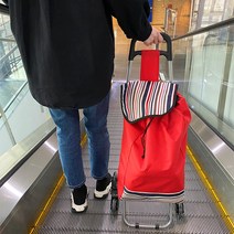 도르래 장바구니 캐리어 계단도 문제없는 손수레 쇼핑 핸드 카트 시장 장바구니 캐리어 마트, 레드