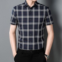 남자 여름 반팔셔츠 고급 중년 와이셔츠 헴라인 링클프리 실크 에어매쉬 P68 4997116369