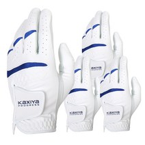 카시야골프 카시야 콤비 반양피 골프장갑 4장, 화이트 + 블루