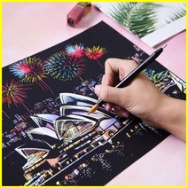 스크래치북 나이트뷰 23종 직장인 취미생활 집순이취미 컬러링북 컬러풀시티 집콕 방콕 시간순삭 미술공부 성인 어린이 아동, 일본벚꽃