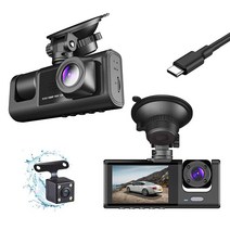 Cooela 1200만 화소 삼안경 전방위 감시 자동차 방수 블랙박스 full hd + 방수 64G TF 메모리 카드, C309