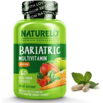 멀티비타민 NATURELO Bariatric 종합 비타민 - 철분 함유 매일 1회 위 우회 수술 후 환자를 위한 보충제 천연 전체 식품 영양 60 식물성 캡슐, [01] 60개(1팩)